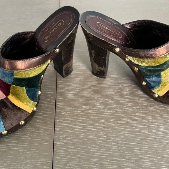 Coach Women's Multicolor Velvet Mules - Picture 3 of 3